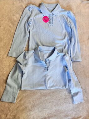 The Children's Place Girls Light Blue Stretch Polo Top